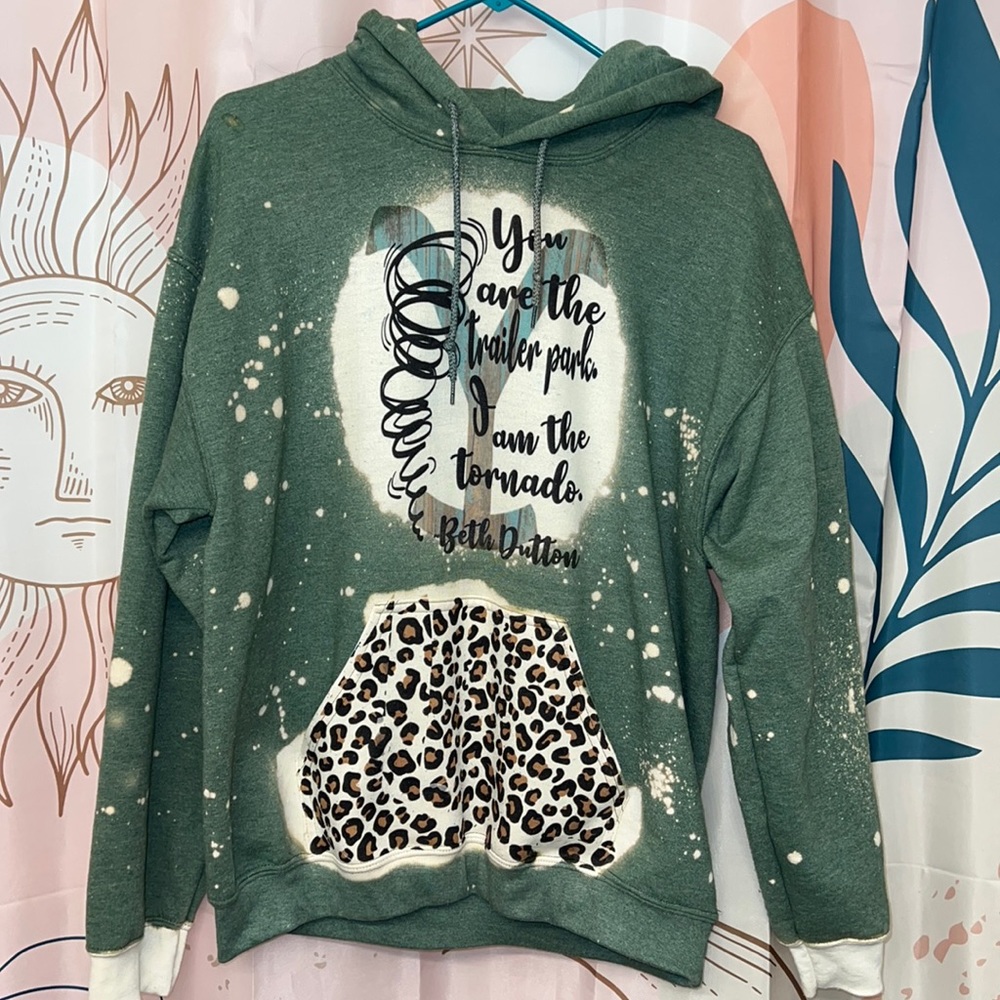 Green Hoodie with Sublimation Print/Adult Medium